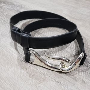 Chico's black leather adjustable Belt Statement Belt